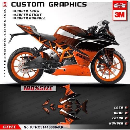 KUNGFU GRAPHICS Waterproof Sticker Custom Decal Kit Full Wrap for RC 250 390 RC250 RC390 2014 2015 2016 Orange
