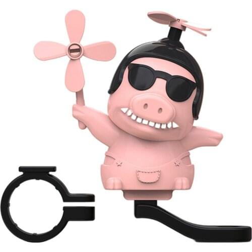 Motorcycle Rear View Mirro Windmill Piggy Helmet Decoration Toy cute Pig V elcro Mirror Handlebar Mount Pig Multipurpose