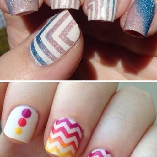 5 Pcs/Lot White Nail Sticker French Smile Stickers Template Heart Wave Sawtooth Line Nail Decals Stickers LH Serial