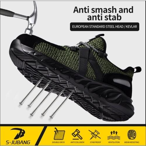 2021 New Work Safety Shoes Casual Sports Shoes Summer Breathable Mens Air Cshion Protection Anti-Puncture Mens Steel-Toed Shoe