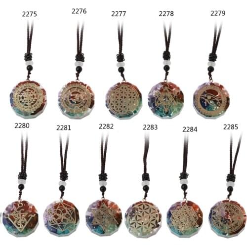 Orgone Pendant Necklace Metatron Cube Orgonite Energy Pendant 7 Chakras Reiki Healing EMF Protection Crystal Necklace