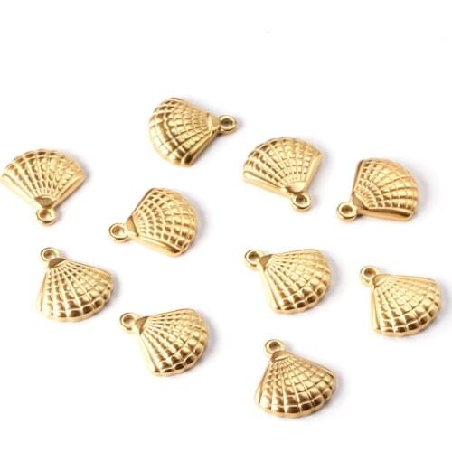 ASON 100 Pcs/Lot Shell Pendant 316L Stainless Steel For Necklace Bracelet Charm Diy Handmade Jewelry Making Supplies Couple Gift