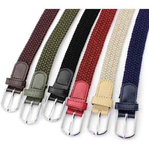 1 PCS New High Quality Fashionable Elastic Canvas Belts for Women Knitted Buckle General Adjustable Male Belt for Jeans Pants