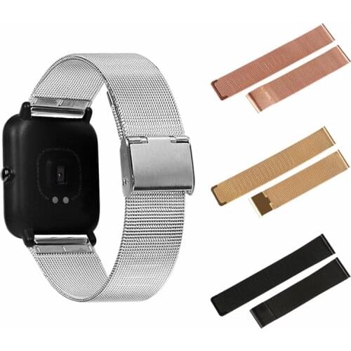 For Amazit Bip Strap Correa Stainless Steel Bracelet for Xiaomi Huami Amazfit Bip Youth Milanese Metal Watchband Wristband pulseira
