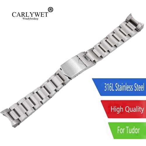 CARLYWET 22mm Top Quality 316L Stainless Steel Silver All Brushed Watch Band Strap Bracelet Belt watchbands For Tudor Black Bay