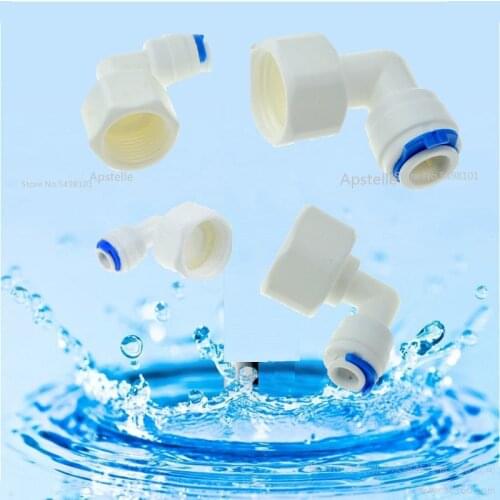 RO Water Fitting Elbow 1/4" 3/8" OD Hose 1/4" 1/2" 1/8" BSP Female Thread Plastic Pipe Quick Osmose Reversa Aquario Connector