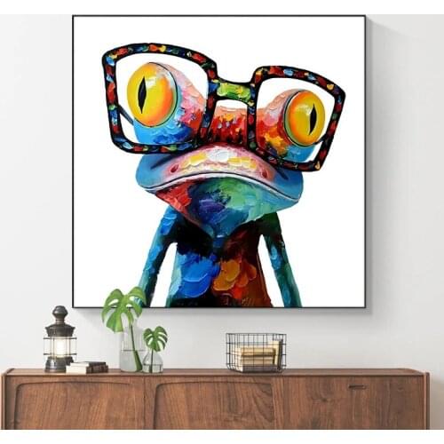 Hand Painted Abstract Oil Painting Wall Art Color Frog Modern On Canvas For Living Room Picture Minimalist Decorative No Frame