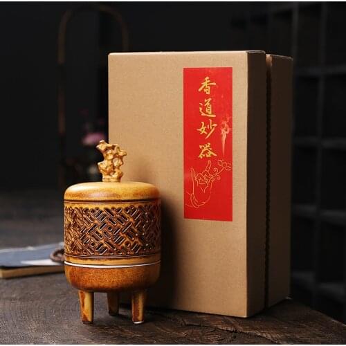 Handmade Retro Ceramic Incense Stick Burner Incense Cones and Incense Coil Censer, Indoor Aromatherapy Mosquito Incense Burner