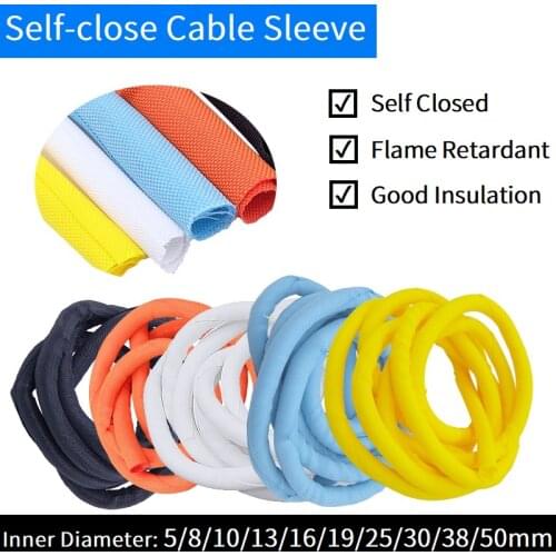 Self Closing PET Expandable Braided Sleeving Self-Close Flexible Insulated Hose Pipe Wire Wrap Protect Sock Tube Cable Sleeve