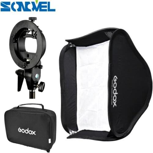 Godox Adjustable Studio Photo Light Flash Softbox 40x40 cm / 15" * 15" + S type Bracket Mount Lighting Kit Photography Soft Box