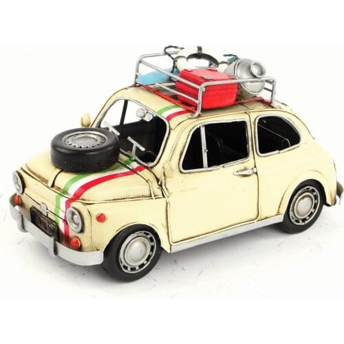 Antique classical car model retro vintage wrought handmade metal crafts Fiat500 for home/pub/cafe decoration or birthday gift