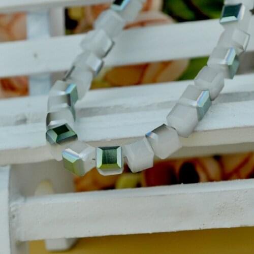 6mm 100pcs/lot Square Shape Glass Jewelry Beads White Green Color Cube Crystal Jewelry Beads for DIY Necklace Jewelry Making