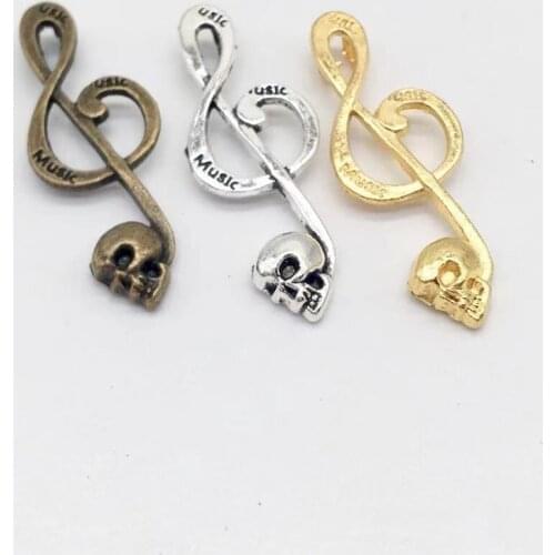 Vintage 15 pcs Music skull charms for Jewelry Making DIY Handmade Necklace earring accessories