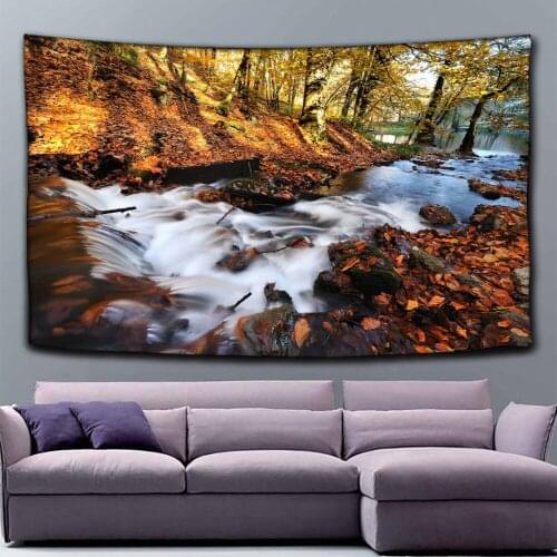 Waterfall Scenery Tapestry Hanging Flower Psychedelic Tapestry Wall Hanging Decor Halloween Decor