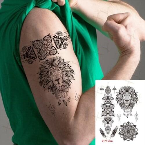 Waterproof Temporary Tattoo Sticker Pattern Feather Lion Flash Tattoos Dagger Butterfly Snake Body Art Arm Fake Tatto Women Men