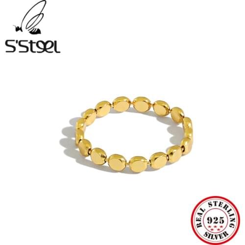 SSTEEL Korean Ring 925 Sterling Silver For Women Geometric Designer Gold Rings Sortijas De Plata De Ley 925 Mujer Fine Jewelry
