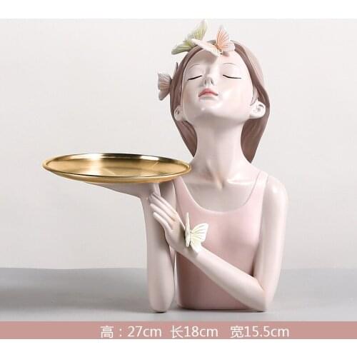 Zhuozhihua Butterfly Girl tray ornaments Nordic Light luxury bubble girl resin crafts living room ornaments gifts decorations