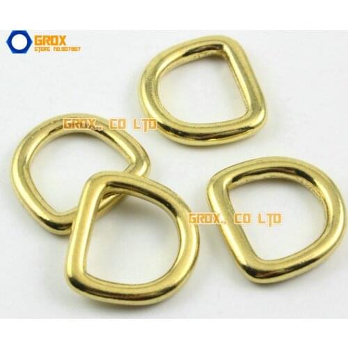 12 Pieces 16mm Solid Brass D Ring For Purse Bag Handbag Strap Dee Ring