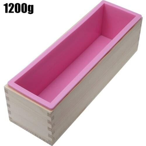 1200g Silicone Soap Loaf Mold Bread Moulds Wooden Box DIY Making Tool Rectangle Silicone Soap Moulds Wooden Box Cake Baking Tool