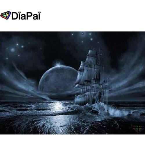 DIAPAI Diamond Painting Cross Stitch Pattern 5D Diamond Embroidery "Dark ship moon" Home Decor DIY diamond Art A26187