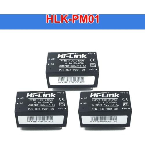 Free shipping 3pcs/lot HLK-PM01 AC DC 220V to 5V 3W 600mA Step Down Isolated Switching Power Supply Module AC DC transformer