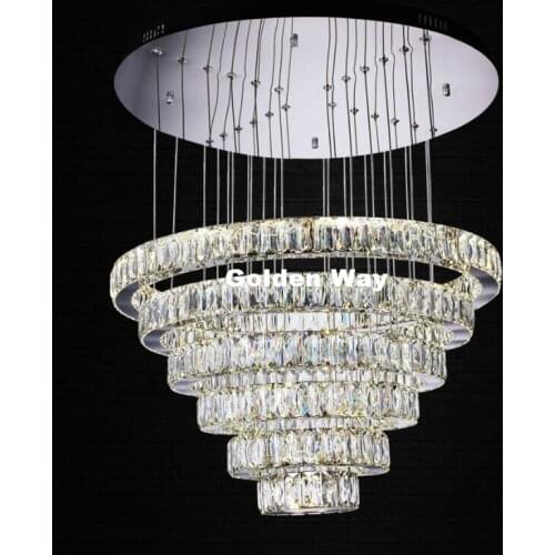 Free Shipping Diamond Ring LED Crystal Pendant Light Modern LED Lighting Circles Hanging Lamp 100% Guarantee Remote Control