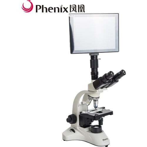 Phenix Trinocularr Biological Laboratory Microscope with 9.7 inch LCD display screen Portable XWJ-500 Series