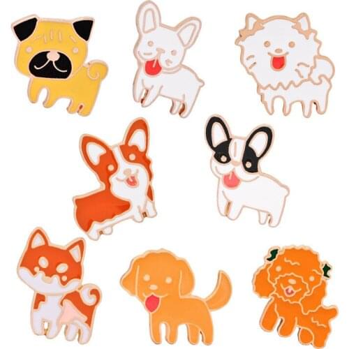 Lovely Dog Poodle French Bulldog Gold Retriever Chihuahua Brooches Badges Cute Pins Gifts For Friends Wholesale Jewelry