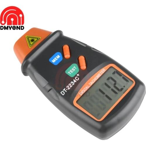 DT-2234C+ Non Contact Laser Photo Tachometer Digital RPM Tach Digital Laser Tachometer Speedometer Speed Gauge Engine