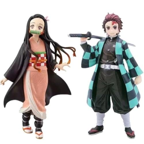 Demon Slayer Tanjirou Nezuko Anime Kimetsu no Yaiba Figurine Toys Dolls PVC Action Figures Model Cosplay Props