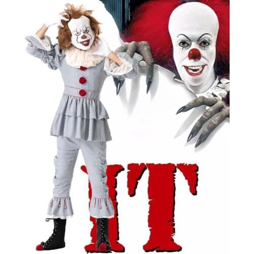 Children 2019 Stephen King IT 2 It: Chapter Two Pennywise Cosplay Costume Outfit Clown Suit for Kids Halloween Carnival Party