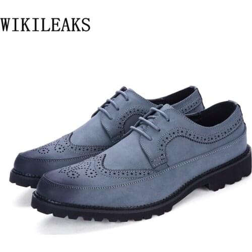 Designer Brogue Shoes Men Elegant Coiffeur Official Shoes Men Oxford Italian Brand Men Formal Shoes Leather Fashion Buty Meskie
