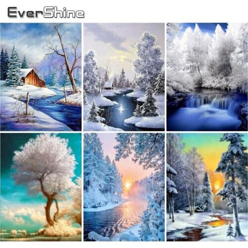 EverShine Diamond Painting Landscape Diamond Embroidery Winter Picture Of Rhinestones DIY Needlework New Arrival Handicraft