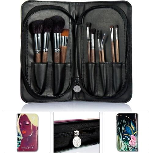 HUAMIANLI 10pcs/set Top Quality Make Up Brush Animal Hair Syntehtic Hair Wood Handle Conveniently Portable Make Up Brush Set