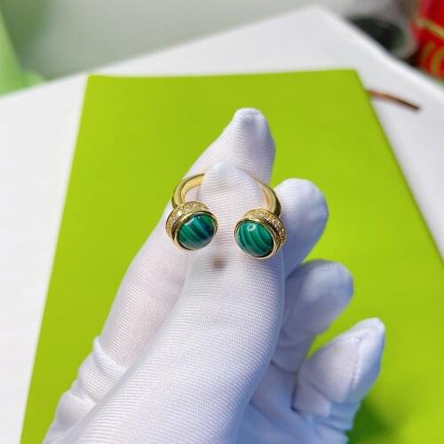 Hot Brand Fashion luxury high-end ladies malachite 925 sterling silver ring wedding wedding accessories ring jewelry