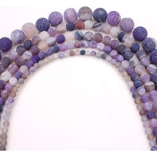 Top Selling Light Purple Color Round Matte Natural Stone Beads For DIY Jewelry Making Necklace Bracelet