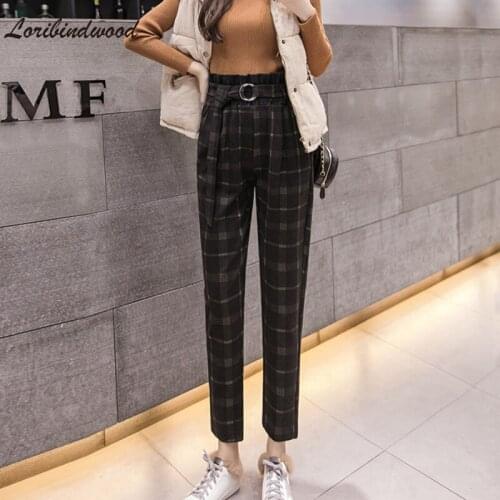 Loribindwood Women's Plaid Trousers