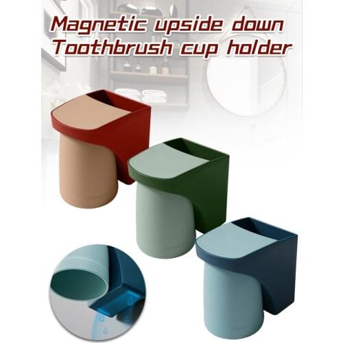 Magnetic Bathroom Organizer Toothbrush Holder Punch Free Toothpaste Holder with Tooth Cup Holder Wall Mount Toothbrush Rack New