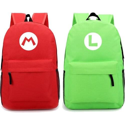 Lovely red game cartoon backpack Mario. Luigi words M L words printing backpack student mini Pupil backpack
