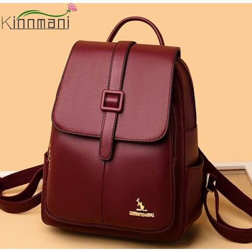 Fashion Backpack For Women Soft PU Leather Ladies Tote Luxury Designer Women Bags Large Capacity Schoolbag For Teens And Girls