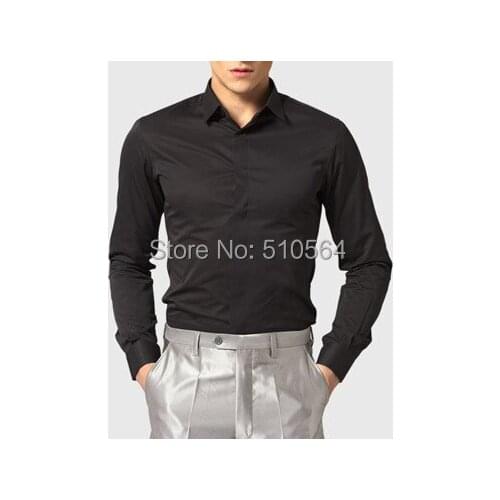 Custom made men 100%Cotton high quality shirt Business casual men slim fit shirt black shirt