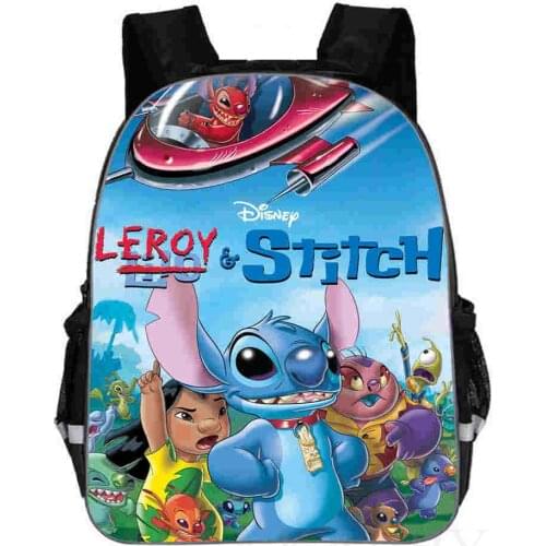 Stitch Cartoon School Bags Capacity Nylon Waterproof Travel Bag Cartoon Disney Backpack 11-16inch Boys Girls Mochila Infantil