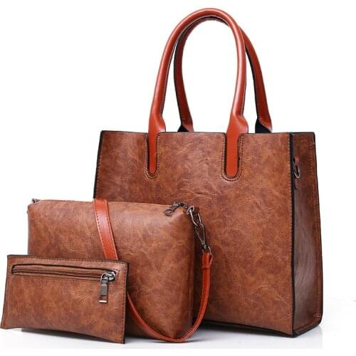 New Fashion 3 Psc/set Womens Handbags Large Capacity Women Bag Simple Shoulder Bags for Women 2021 Composite Tote Small Wallet