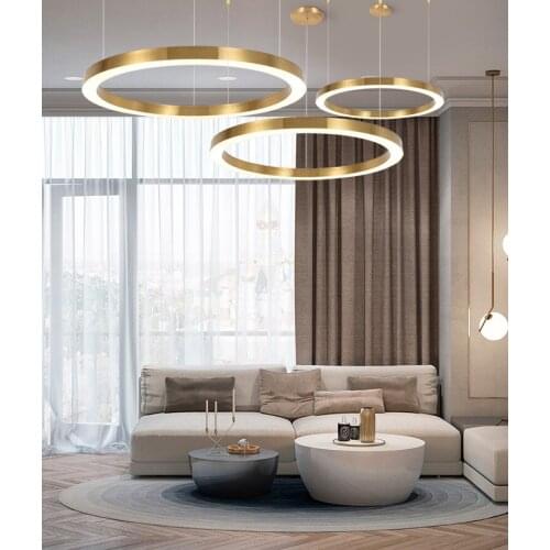 Living room chandelier single head LED simple atmosphere home personality dining room light ring hall light