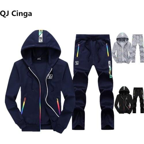 New Brand Mens Set Spring Autumn Men Sportswear 2 Piece Set SportingTrack Suits Jacket/Pant Sweatsuit Male Hooded Tracksuit 4xl