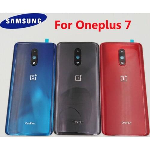 Original Oneplus 7 Glass Back Battery Cover Rear Panel Door Housing Case For One Plus 1+ 7 Replacement Parts + Camera Lens Frame