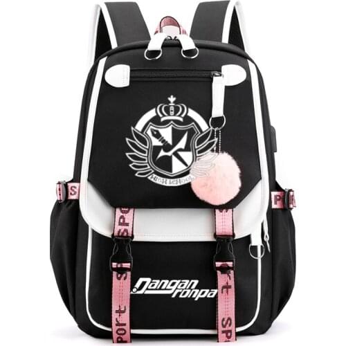 Danganronpa Monokuma Backpack For Women Men USB Charge Canvas Students Mochilas For Teenagers Boys Girls School Bags