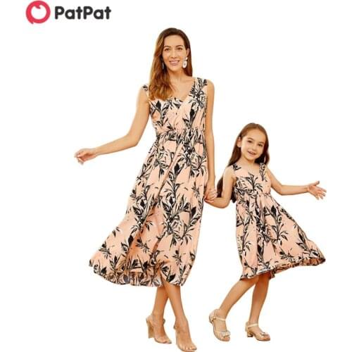 PatPat 2020 New Summer Printed Vest Matching Dresses Matching Outfits Mommy and Me Sleeveless Dresses