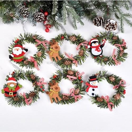 Christmas Tree Wreath Decorations Christmas Tree Hanging Wreath Pendant Ornament 2022 Happy New Year Xmas Navidad Home Decor