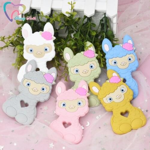 1 PC Llama Elephant Rainbow Balloon Silicone Teether BPA Free Teething Toy Infant Newborn Nursing Gifts Silicone Sheep Teether